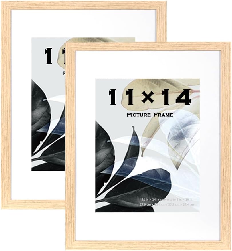 Scholar Tree Natural Picture Frames 14x11 Inch 2 Pack Wooden Frame 8x10