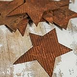 Group of 12 Rusty Corrugated Tin Primitive Star Cutouts for Crafting, Creating and Decorating
