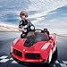 Uenjoy 12V Ferrari FXX K Kids Electric Ride On Cars Motorized Vehicles w/Remote Control,Leather Seat, LED Lights, Music, Aux, Horn, Butterfly Doors,Red