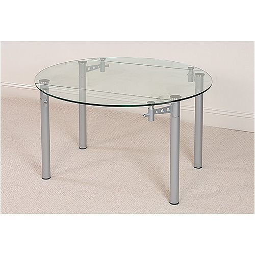 Extending Round Dining Table Clear Glass Palermo Amazon.co.uk Kitchen