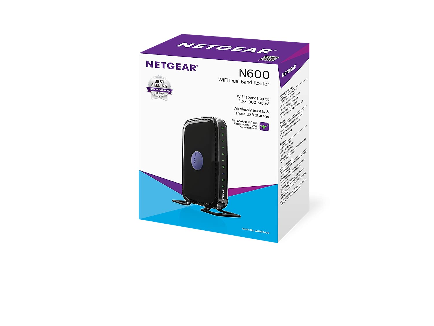 NETGEAR WNDR3400-100NAS N600 Dual Band Wi-Fi Router (WNDR3400)