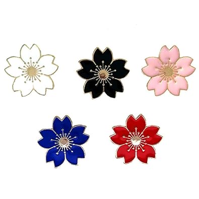 Leuyuan Broche émail 5 Pcs Fleur De Cerisier Broches Pin