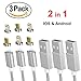 ZRSE 5th Lightning Braided Magnetic Cable USB & Data ,2 Head in With Android & iphone Micro USB Charging Cable for Samsung, HTC, LG, Sony And iPhone7/7 Plus 6/6s Plus 5s/5c/5 Models (Silver-3 pack) ¡­