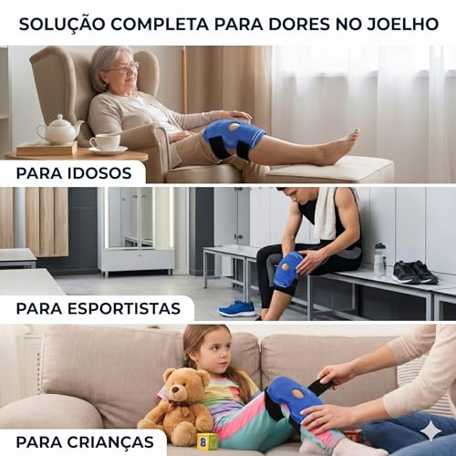 Compressa Térmica Gel para Joelho 2 em 1, Frio e Quente, Joelheira Ortopédica Anatômica, Alívio de Dor e Inchaço, Azul