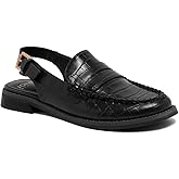 Jones New York Women’s Slingback Loafer Flats – Back Strap Penny Loafer Style with Adjustable Buckle, Round Toe, Comfortable Cushioned Insole for Work and Casual Wear