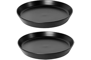 GIKUPOM 2 Pack Ceramic Plant Saucer 4 Inch, Heavy Duty Plant Pot Tray for Indoor & Outdoor, Glazed Ceramic Plant Drip Trays