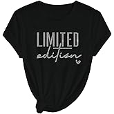 Verdusa Rhinestone Tops for Women Graphic Tees Crew Neck Short Sleeve Casual Loose T Shirts