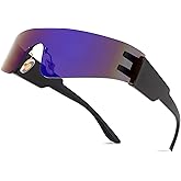 FEISEDY Futuristic Visor Punk Sunglasses Rimless One Piece Goggles Miorred Shades Women Men B2927