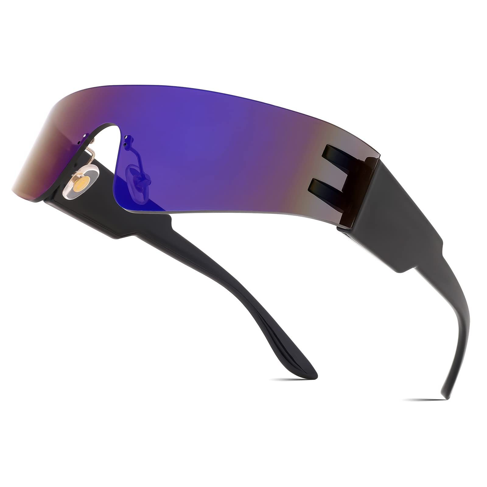 Photo 1 of FEISEDY Futuristic Visor Punk Sunglasses Rimless One Piece Goggles Miorred Shades Women Men B2927