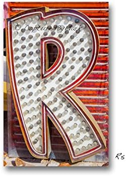 Letter R, Letter Art, Vintage Vegas Neon Sign Letters, 5x7