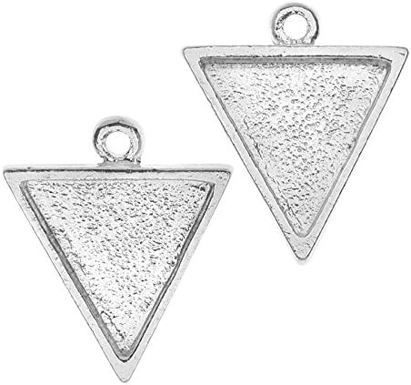 Nunn Design Bezel Charm, Triangle 15.5x18.5mm, 2 Pieces, Bright Silver