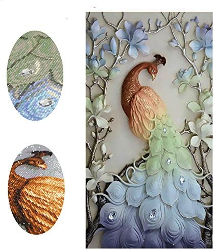 5D DIY Diamond Painting - Animal Cross Stitch Kit - Crystals Embroidery Paintings Pictures Arts - Home Decor Craft (Peacock, 40 X 60CM)