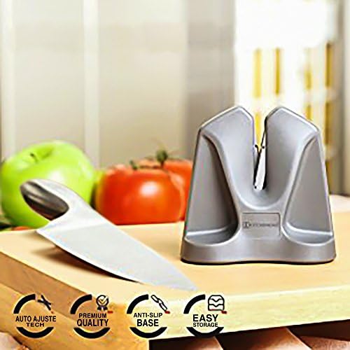 V Knife Sharpener 2018 New Model Pro Chef Kitchen Knife Sharpener Sharpens Hones Polishes Serrated Beveled Straight Knives Auto Adjust Tech Sharpens Dull Knives Quickly Safe &amp; Easy &amp; Compact For Use