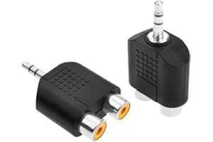 Transfer Head,3.5mm to 2 RCA Female, 3.5mm Stereo Jack Male to 2RCA Female Audio Cable for DJ Controller, Surround Sound,Dolb