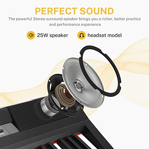 Donner DEP-20 Beginner Digital Piano 88 Key Full Size Weighted Keyboard, Portable Electric Piano with Furniture Stand, 3… - Image 6