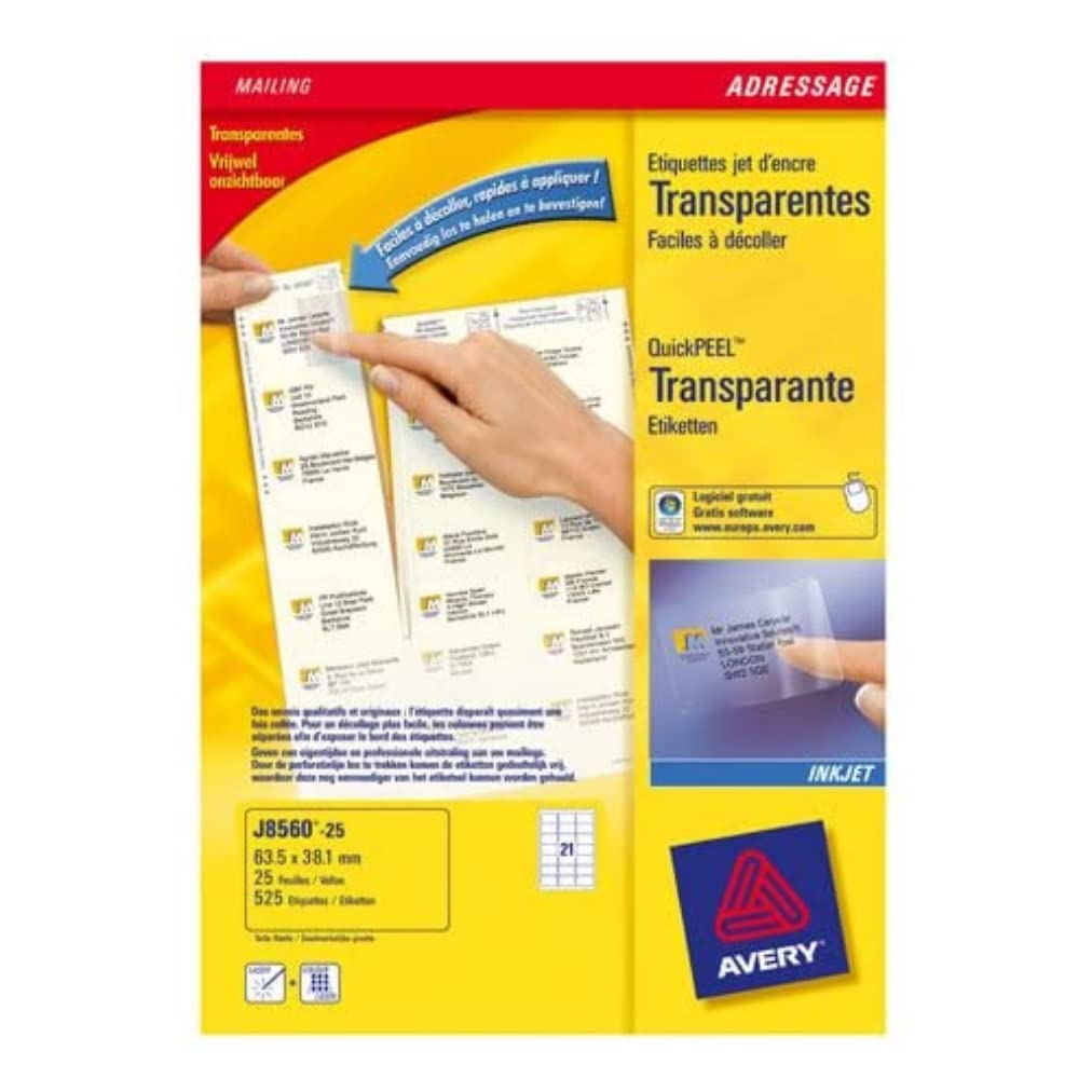 Avery Self Adhesive Shipping Labels, Inkjet Printers, 2 labels per A4 sheet, 80 labels, QuickDRY (J8168)