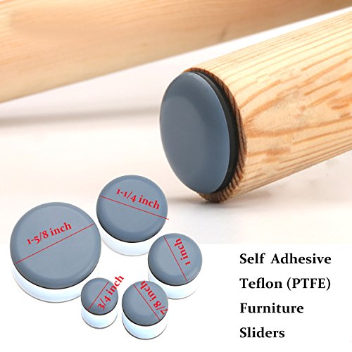 1" Adhesive Furniture Sliders Furnigear Chair Glides PTFE Mover Slide on Furniture & Kitchen