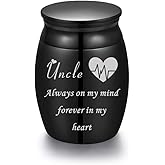 Sunling Mini Stainless Steel Decorative Cremation Keepsake Urns for Ashes 1.57 Inch High Small Funeral Urns Memorial Ashes Holder Share with Familiy Members-Black Color