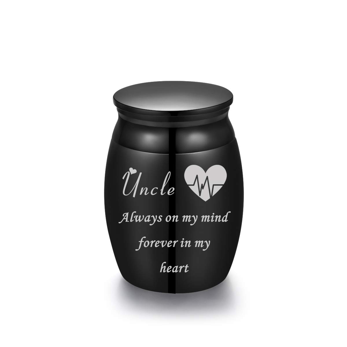 Sunling Mini Stainless Steel Decorative Cremation Keepsake Urns for Ashes 1.57 Inch High Small Funeral Urns Memorial Ashes Holder Share with Familiy Members-Black Color