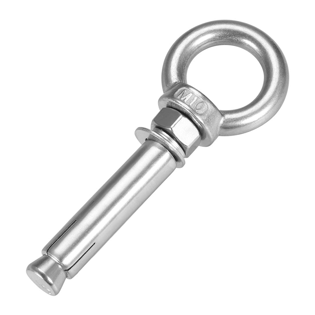 sourcing map M10 x 80 Expansion Eyebolt Eye Nut Screw with Ring 304 Stainless Steel Anchor Raw Bolts 1 Pcs