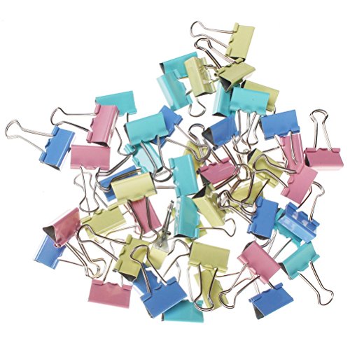 Color Scissor 48 Pieces Binder Clips, Medium Metal Binder Clips Paper Clips, Assorted Color (25mm)