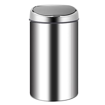 prettygood7 Abfalleimer, Edelstahl, mit Sensor, kabellos, Induktion, USB-Aufladung