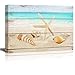 wall26 Canvas Prints Wall Art - Starfish and Seashells on The Beach with Vintage Wood Background - 16