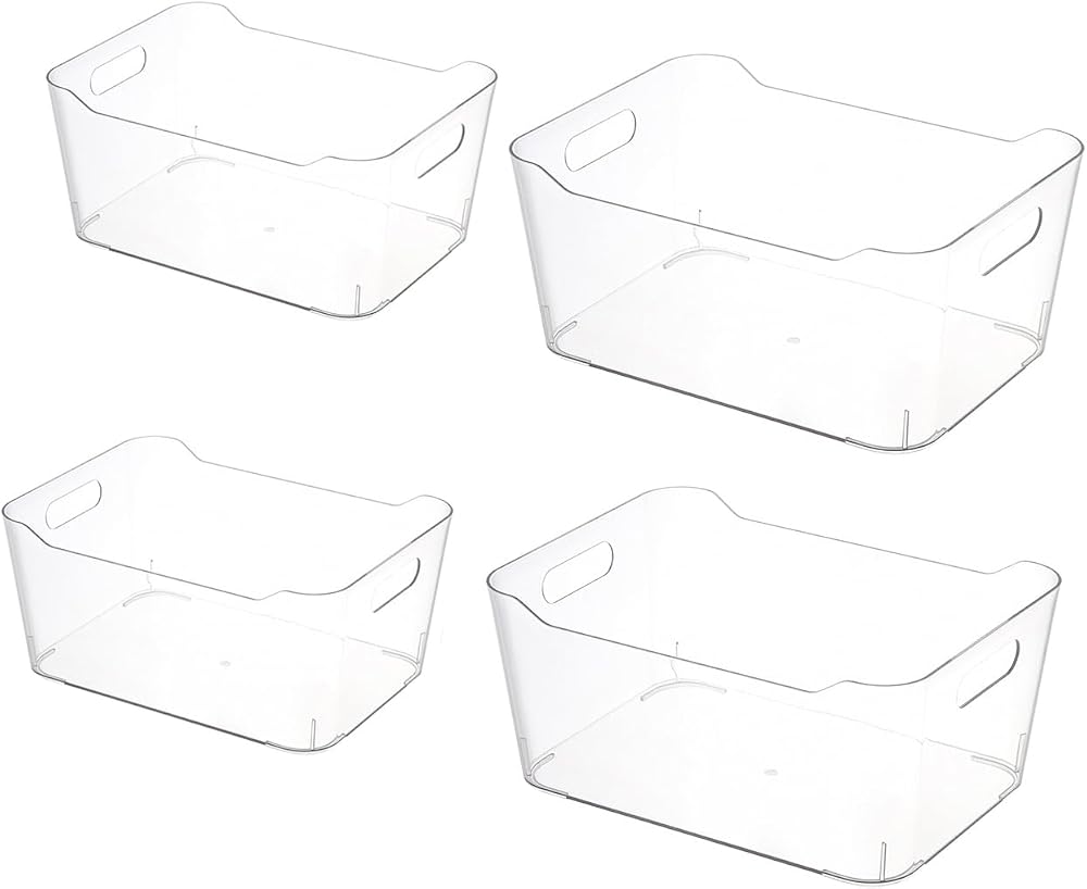 Grace Store 4 PCS Clear Storage Organisers Kitchen Bathroom Drawer Tray