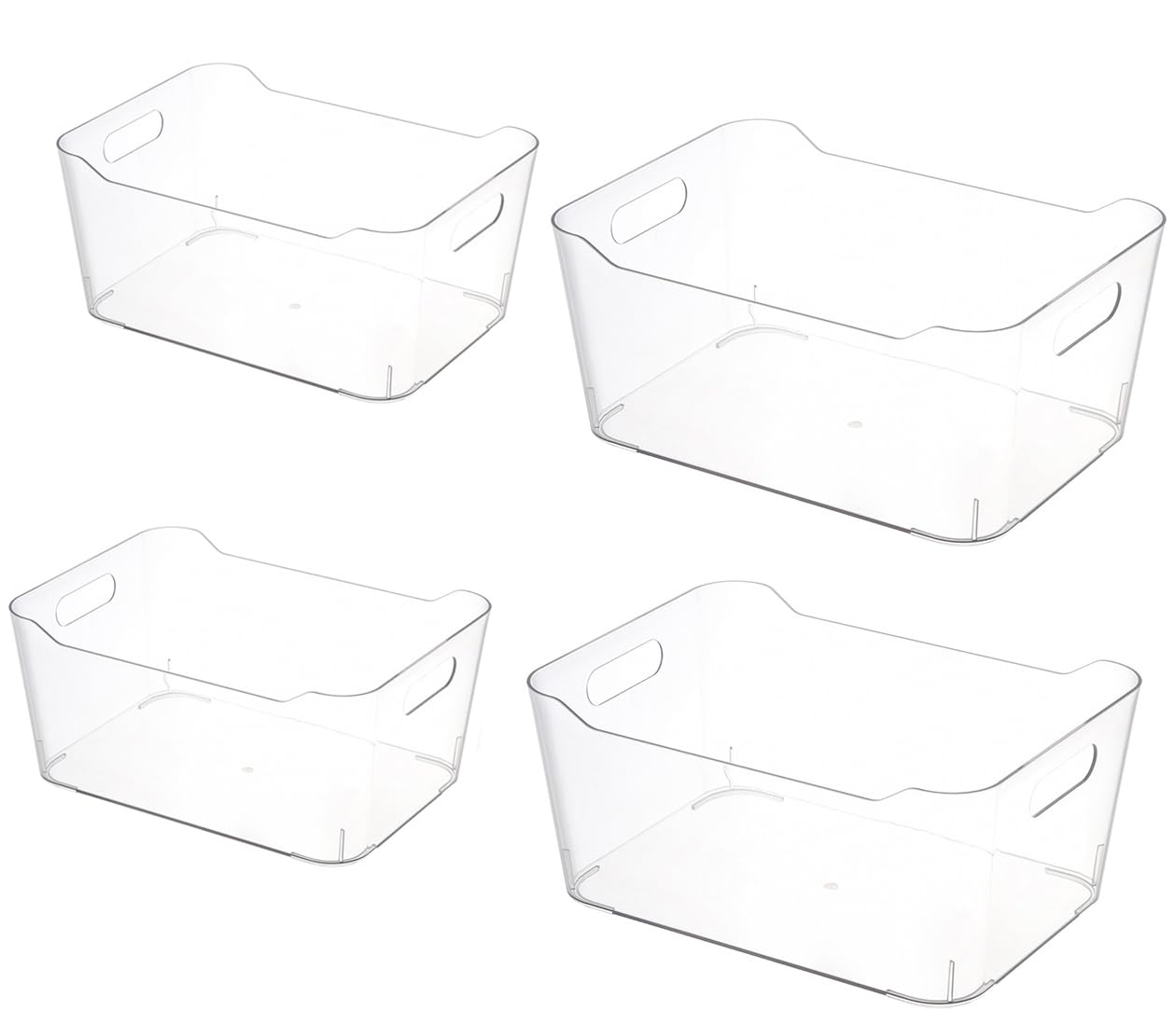 Grace Store 4PCS Storage Organisers Clear Plastic Bathroom Organiser Versatile Kitchen Organiser Tray for Desk, Makeup , Kitchen Pantry Cabinet