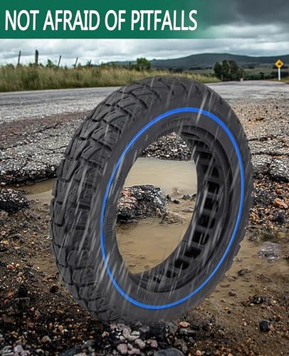 GLDYTIMES 10 Inch Off Road Tires, 10X2.125, 50/75-6.1 Solid Tire Replacement for Hiboy S2R Plus AOVOPRO ES80 Electric Scooter, 10x2/54-152 Honeycomb Tubeless Rubber Front Rear Tyre