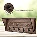 Oyeye Wall Mounted Coat Rack Shelf, Brown Rustic Wooden 24'' Entryway Coat Hooks 5 Rustic Hooks for Bathroom Living Room Bedroom and Kitchen (Solid Pine Wood)
