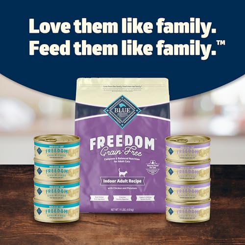 BLUE BUFFALO FREEDOM GRAIN-FREE ADULT WET CAT FOOD, COMPLETE & BALANCED NUTRITION FOR INDOOR CATS, MADE WITH NATURAL INGREDIENTS, CHICKEN RECIPE, 5.5-OZ. CANS (24 COUNT)