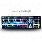 Gaming Keyboard,Horsky USB Backlit LED Rainbow Light Illuminated Professional Membrane Mechanical Feeling Keyboard Wired for PC and Mac Gamer with 104 Keys OEM Keycaps Waterproof Black