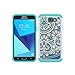 J7 V Case, J7 Perx Case, J7 Sky Pro Case, J7V Case, Galaxy Halo Case, J7 Prime Case, LEEGU Dual Layer Heavy Duty Protective Silicone Plastic Cover Case for Samsung Galaxy J7 2017 - Blue Flower