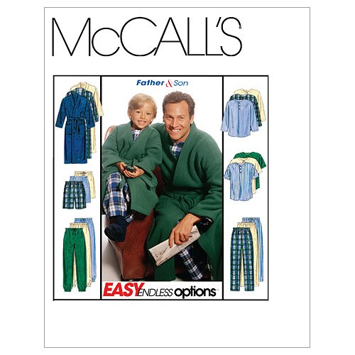 McCall's Patterns M6236 Boys'/Men's Robe With Tie Belt, Top, Pull-On Pants or Shorts, Size MEN (SML-MED-LRG-XLG)