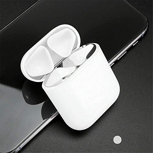 for Apple Airpods 2nd 1st Metal Dust Guard Protective Case Shell Skin Stickers (Silver)
