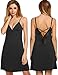 Ekouaer Nighties Women 's Soft Chemise Night Gown Black-lace V back S US (4,6)