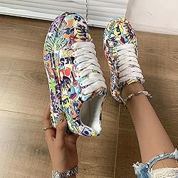 Breathable Low-top Lace-up Graffiti Running Shoes