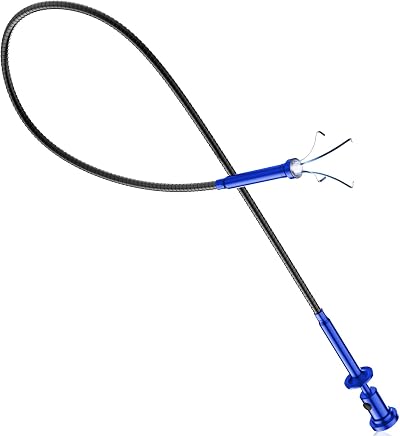 Housolution 28in Grabber Tool with LED Light Bendable Four-Claw Reacher Blue