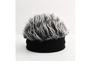 1PCS Men's Hip Hop Style Faux Hair Knit Beanie Black Skull Cap Daily Casual Party Wig Accessory Warm Winter Hat for Cold Weat