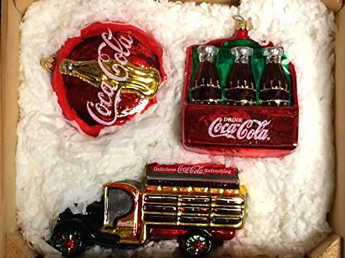 Kurt Adler Polonaise Coca-Cola Wooden Box Ornament Set (Set of 3)