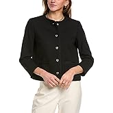 Anne Klein Womens Texture Five Button Collarless Jacket