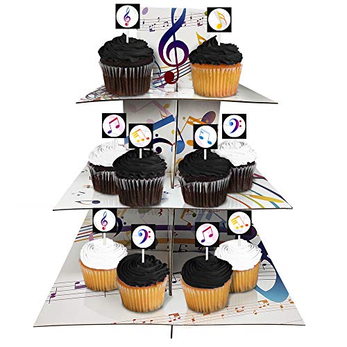 image for Blue Orchards Music Cupcake Stand & Pick Kit, Music Party Supplies, Mu