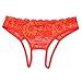 CISSETINA Women's Sexy Lace Embroidered T-back G-string Crotchless Thong Panties, A0020-Red, One Size