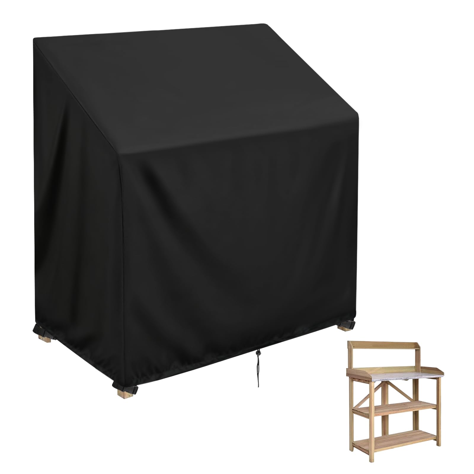 Onlyme Potting Bench Cover, Garden Bench Cover with Drawstring, 420D Outdoor Potting Table Covers Waterproof Dustproof Protective for Greenhouse Workbench - 94 x 54 x 110cm