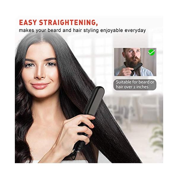 Hair-Straightener-Brush-Sendowtek-3-in-1-Beard-Hair-Straightener-Quick-Styling-Unisex-Long-Short-Hair-Beard-Comb-Ceramic-Ionic-Heat-Control-3-Adjustable-Temp-Auto-Power-Off-Anti-Scalding Hair Straightener Brush, Sendowtek 3 in 1 Beard Hair Straightener Quick Styling Unisex Long & Short Hair Beard Comb…