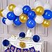 PartyWoo Blue and Gold Balloons, 37 pcs 12 in Royal Blue Balloons, White Gold Balloons, Tissue Pom Poms, Royal Banner, Gold Navy Blue Balloons, Royal Blue and Gold Balloons for Royal Blue Baby Shower