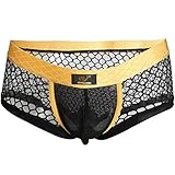 YiZYiF Men's Openwork Mesh Breathable Cool Sexy Bikini Briefs Swimwear Underwear Black Medium