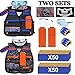 POKONBOY Set of 2 Tactical Vest Kits, 2 Vests, 2 Wrist Bands, 2 Quick Reload Clips (12-Darts), 2 Protective Glasses , 2 Face Tube Mask and 100 Bullets for Kids Battle Fun