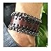 Antique Men's Brown Leather with Metal Chains Cuff Bracelet, Leather Wrist Band Wristband Handcrafted Jewelry SL2499